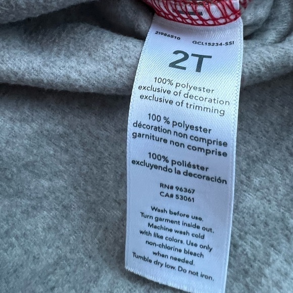 OshKosh B’Gosh Boys 2T Quarter-Zip Red and Grey Fleece Sweatshirt - Picture 4 of 4